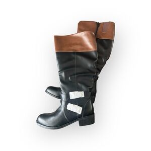 Two-Tone Black and Brown Women's Boots new in box wide calf size 8